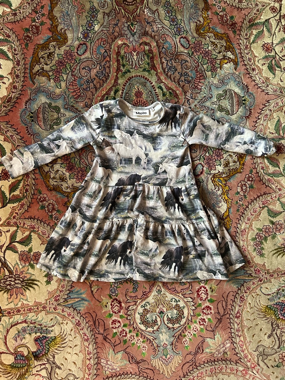 Molo 100% Cotton Horse Dress Girls Size 92/98 or 2-3